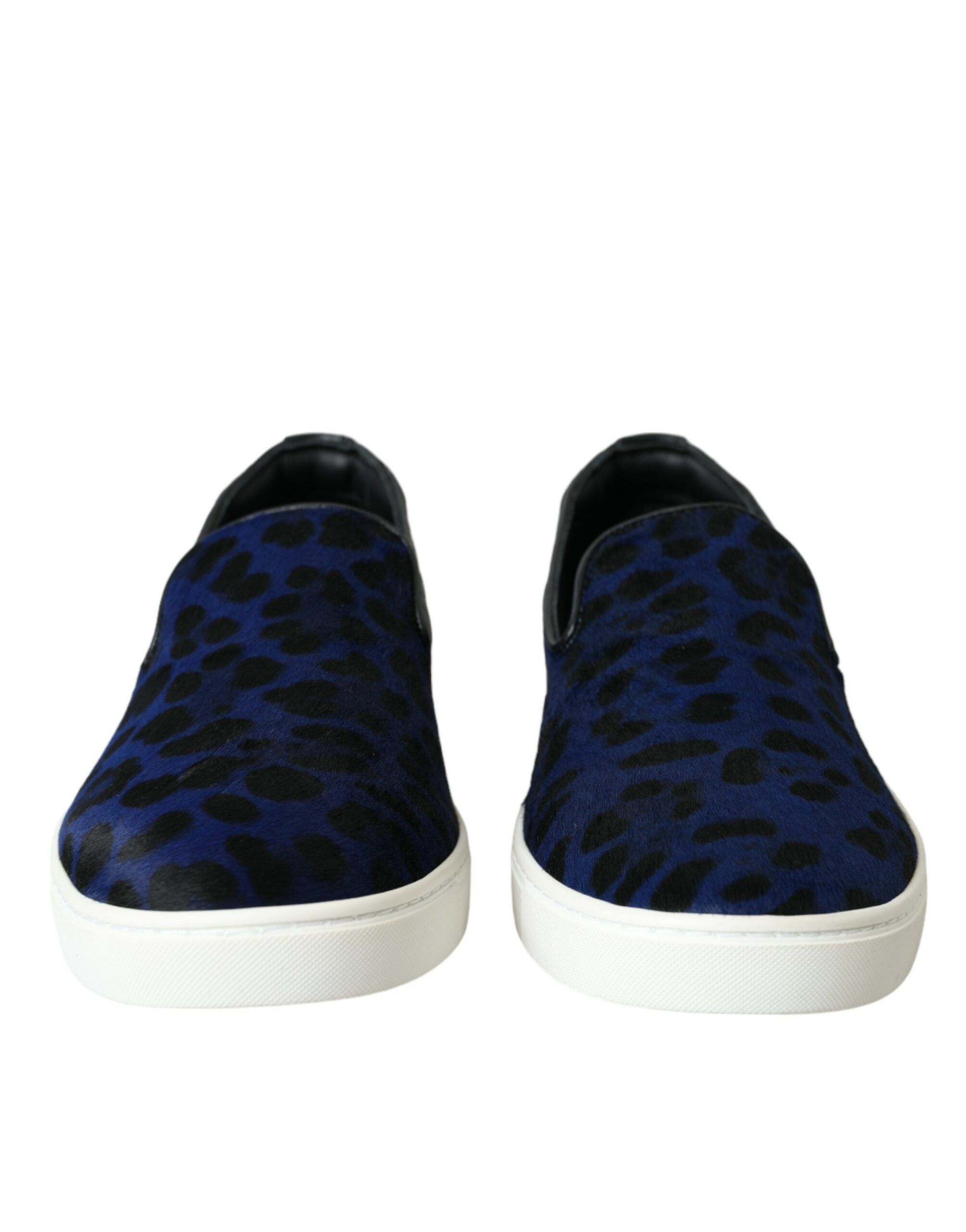 Blue Calfskin Hair Leopard Sneakers Shoes - ventzia