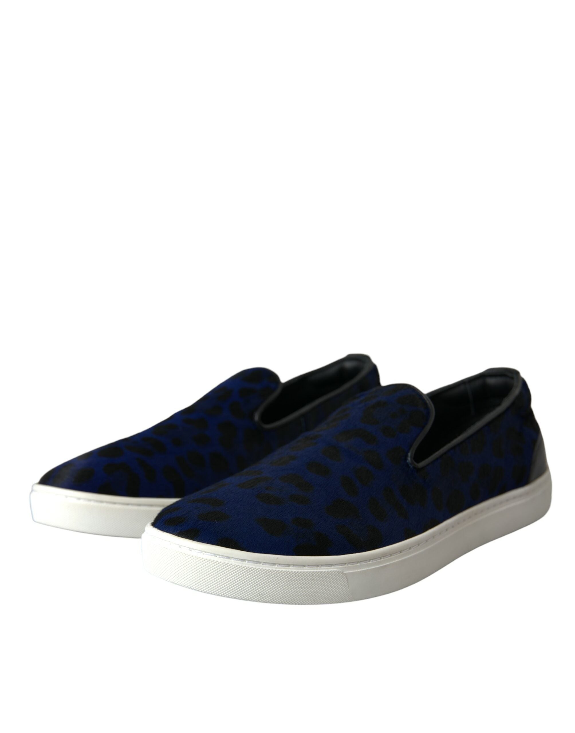 Blue Calfskin Hair Leopard Sneakers Shoes - ventzia