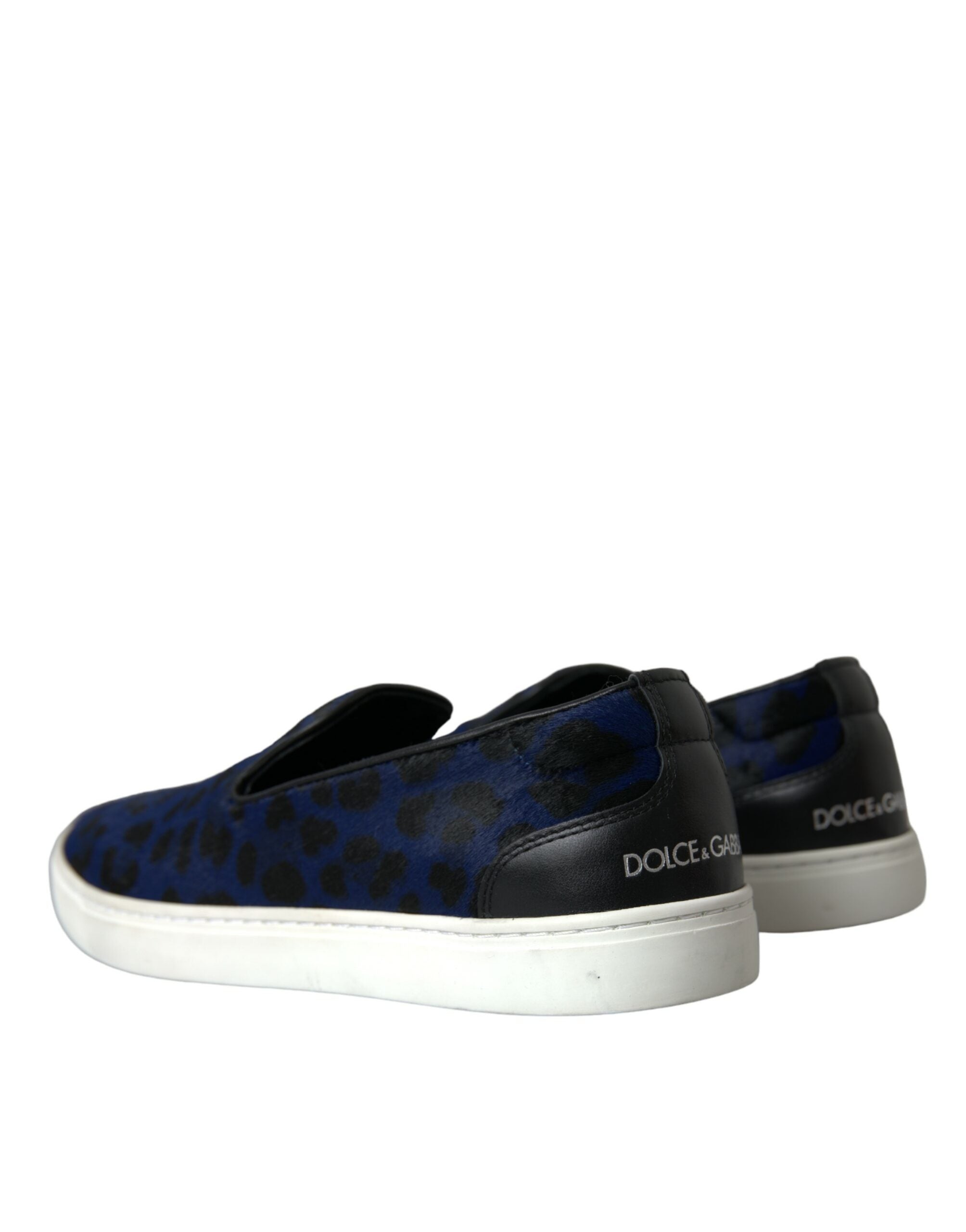 Blue Calfskin Hair Leopard Sneakers Shoes - ventzia