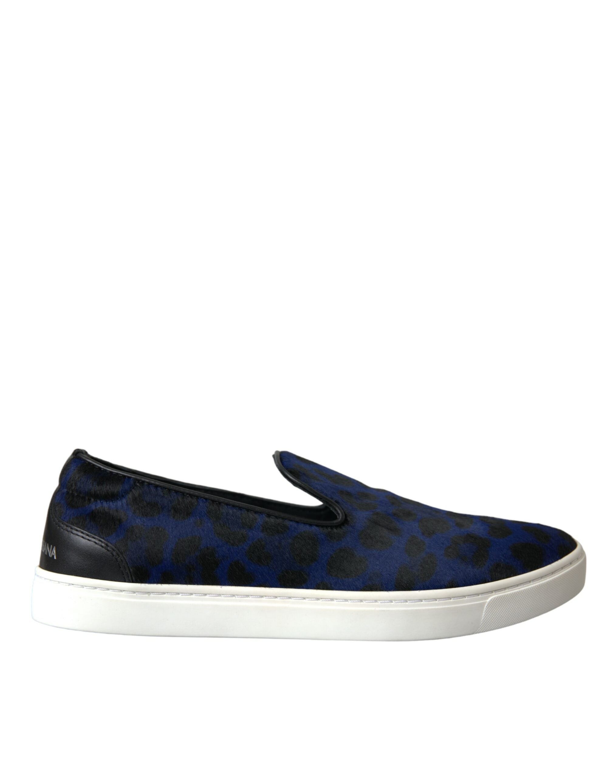 Blue Calfskin Hair Leopard Sneakers Shoes - ventzia