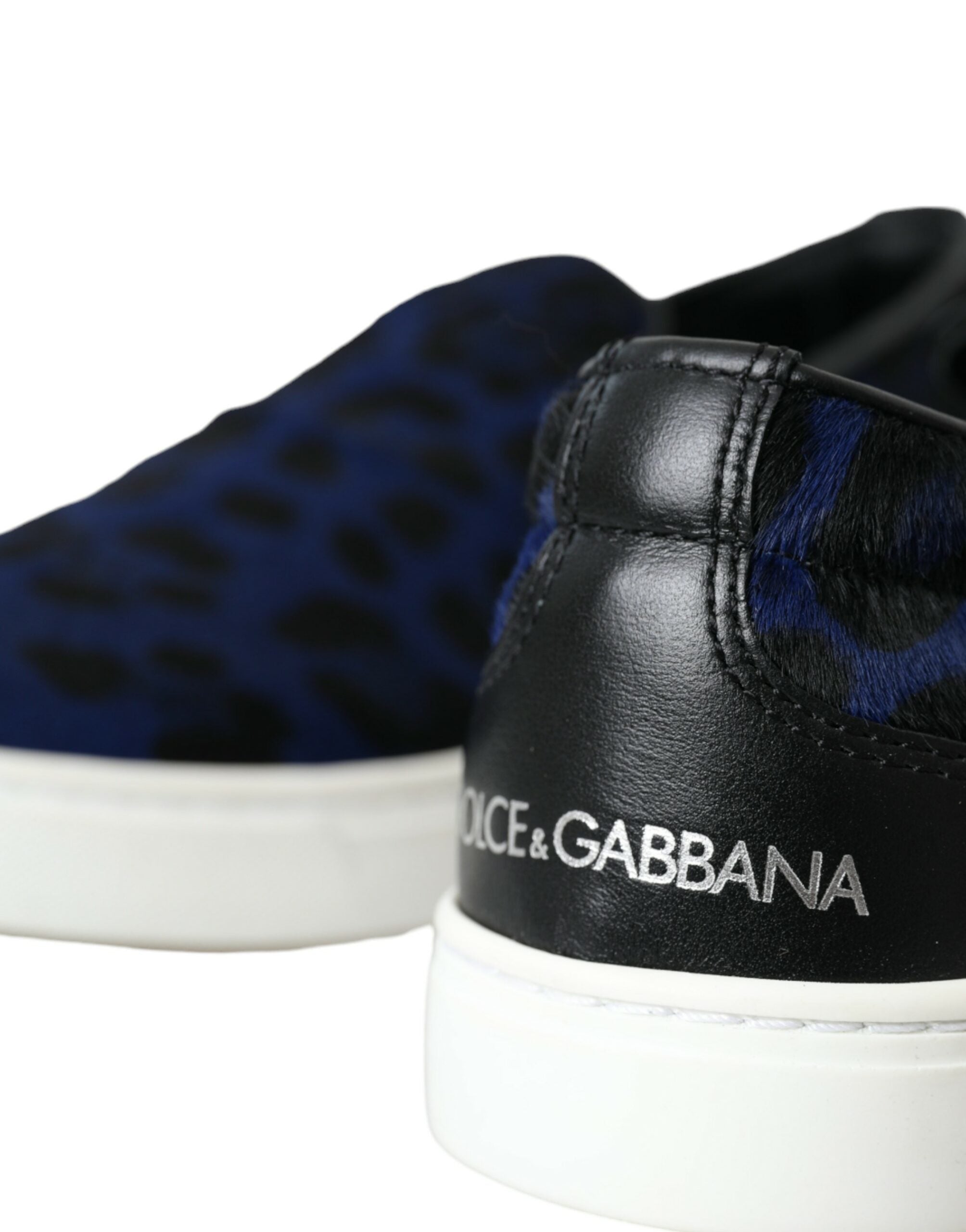 Blue Calfskin Hair Leopard Sneakers Shoes - ventzia