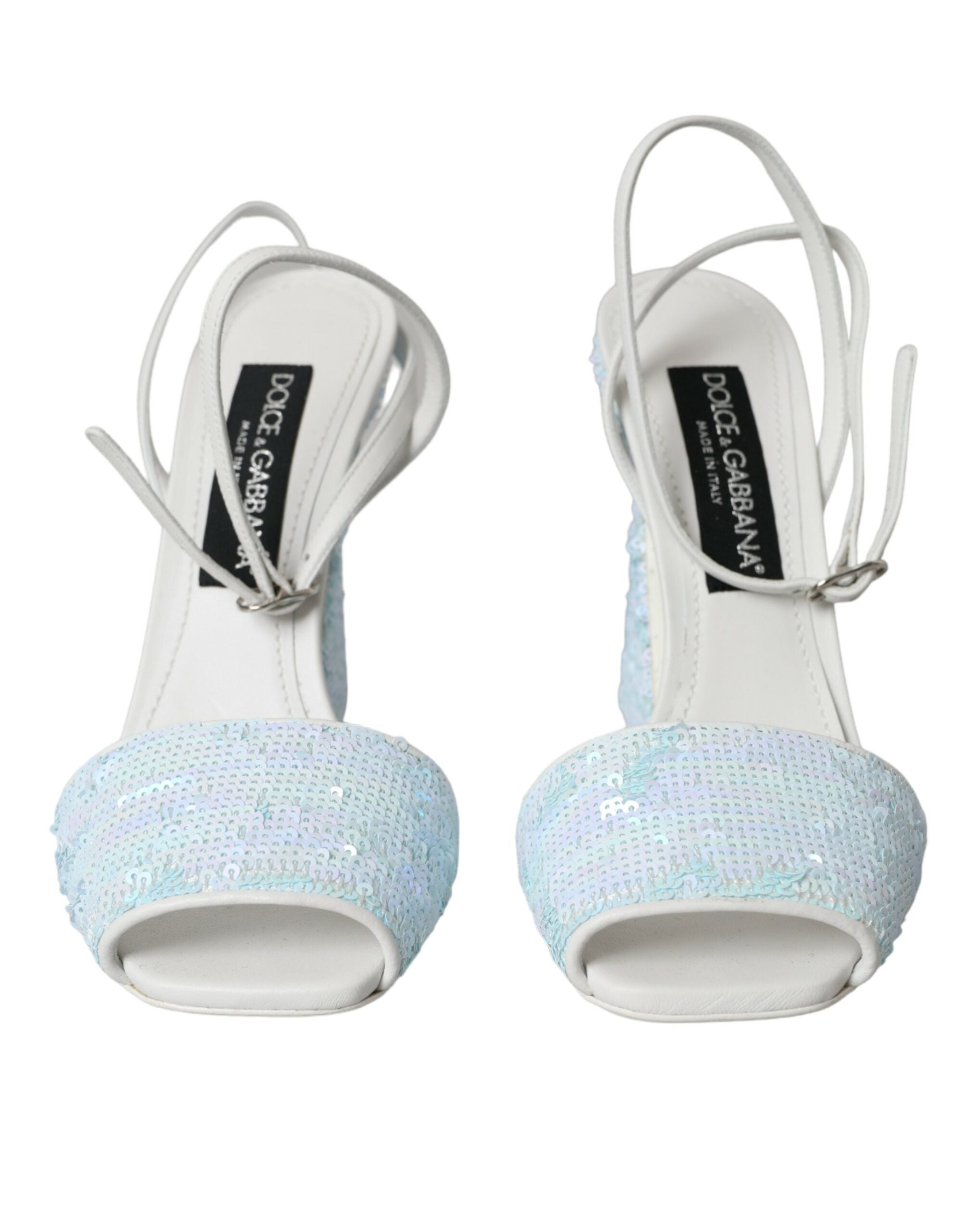 Light Blue Sequin Ankle Strap Sandals Shoes - ventzia