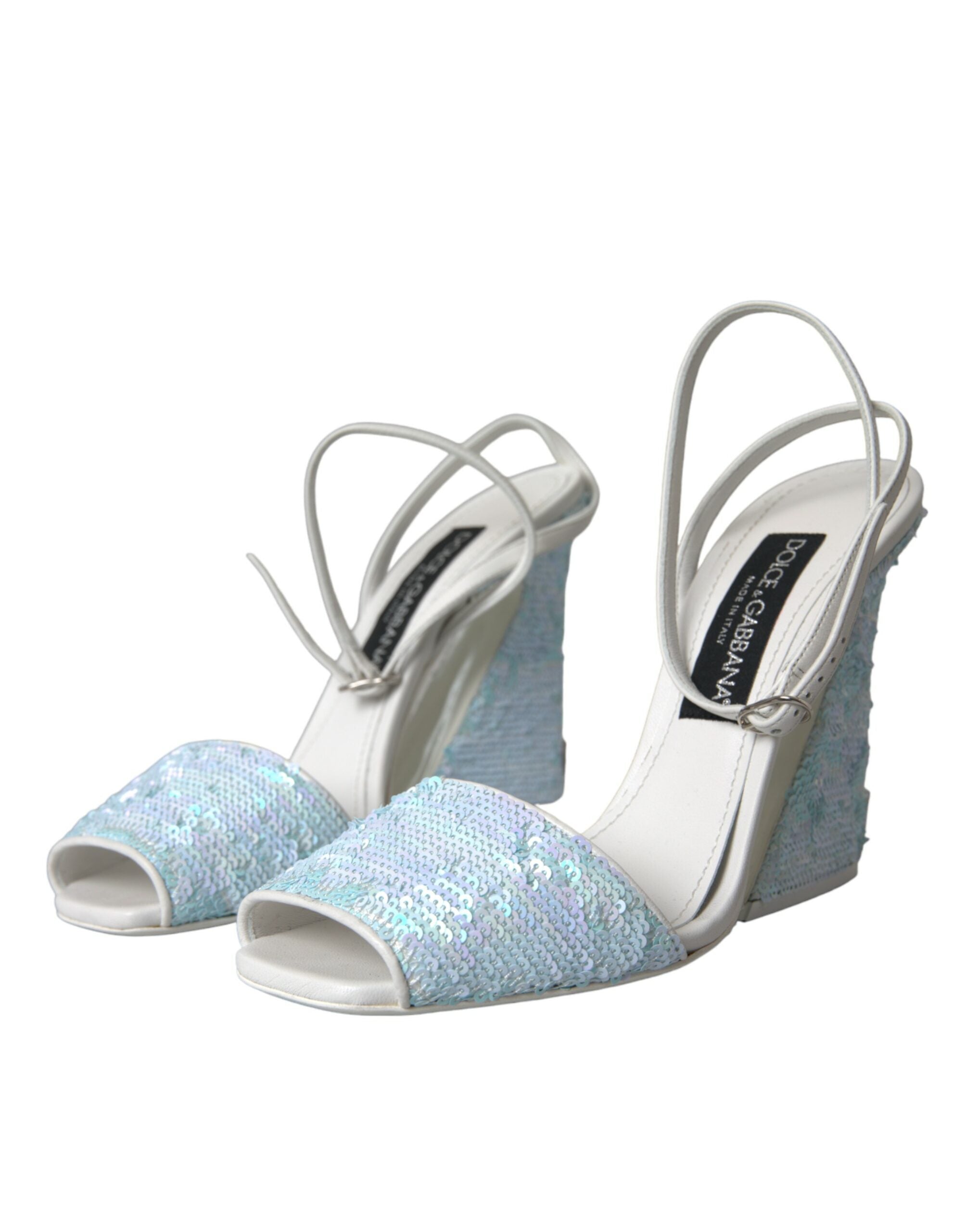 Light Blue Sequin Ankle Strap Sandals Shoes - ventzia