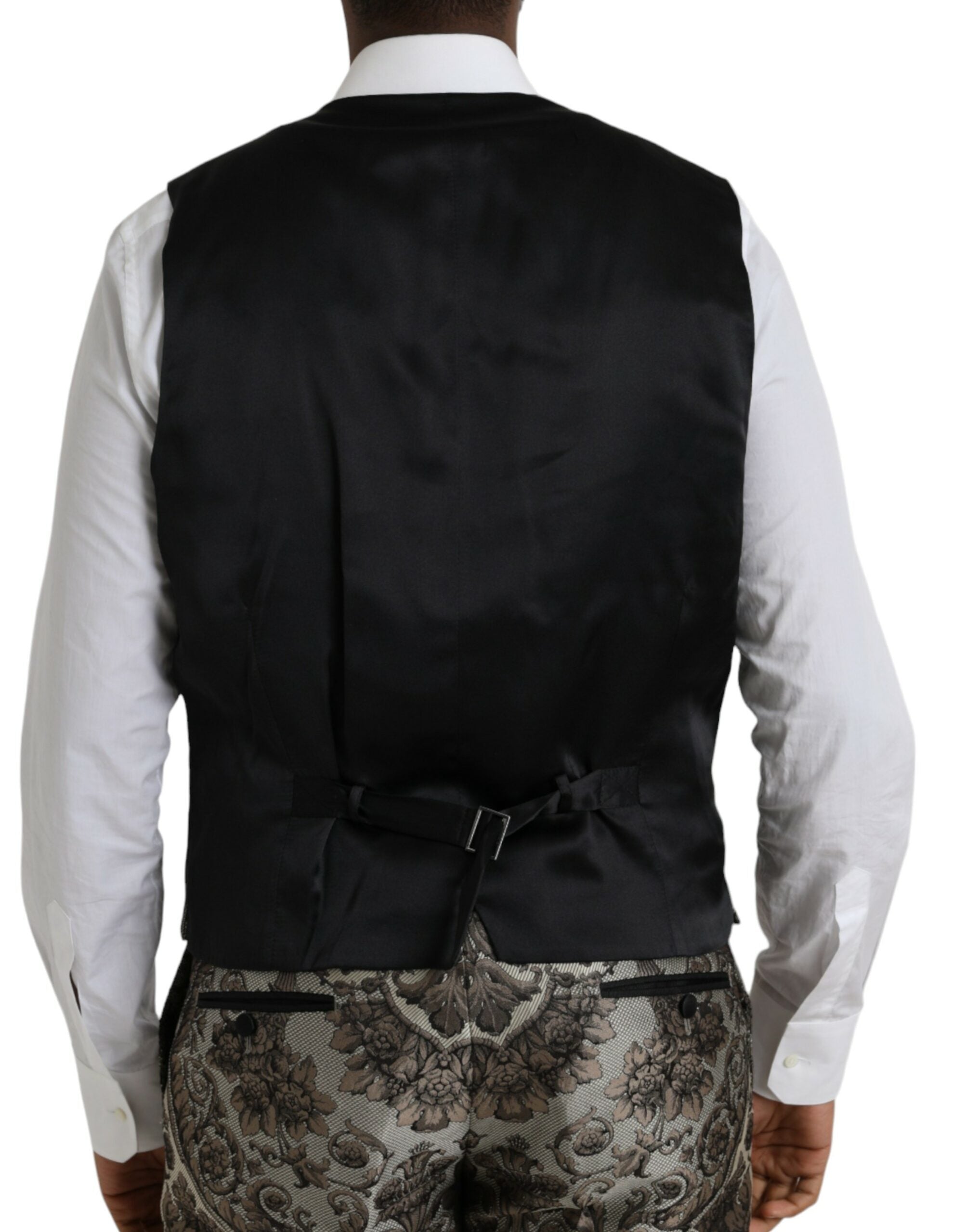 Brown Floral Jacquard Formal 3 Piece Suit - ventzia