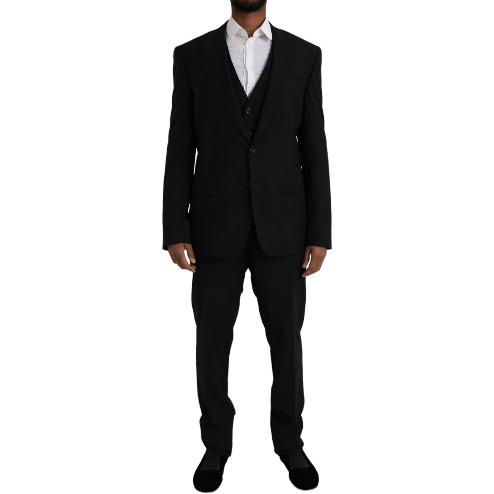Black Polyester STAFF Formal 3 Piece Suit - ventzia