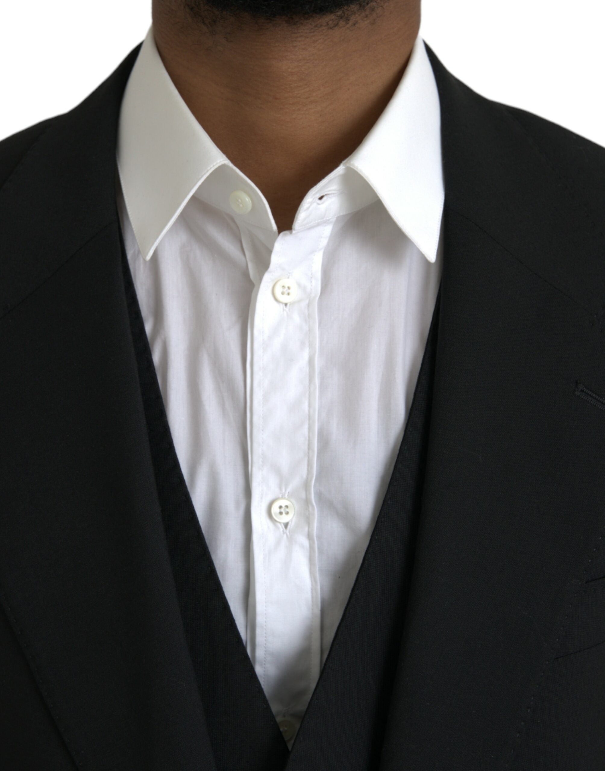 Black Polyester STAFF Formal 3 Piece Suit - ventzia