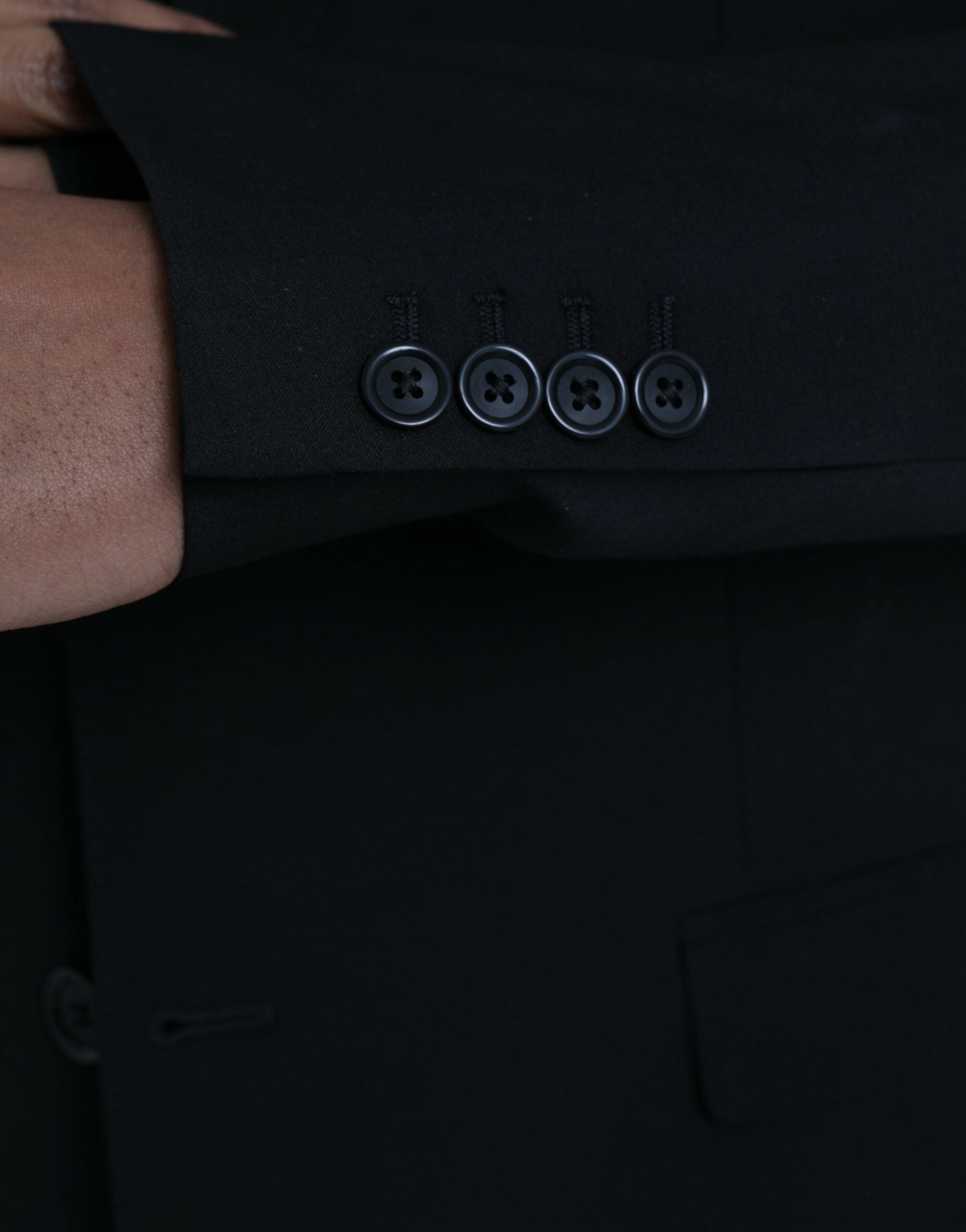 Black Polyester STAFF Formal 3 Piece Suit - ventzia