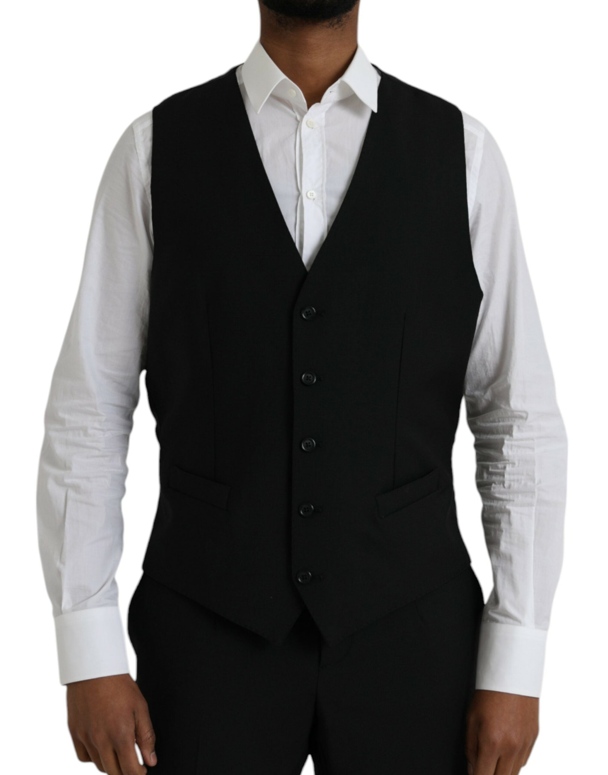Black Polyester STAFF Formal 3 Piece Suit - ventzia