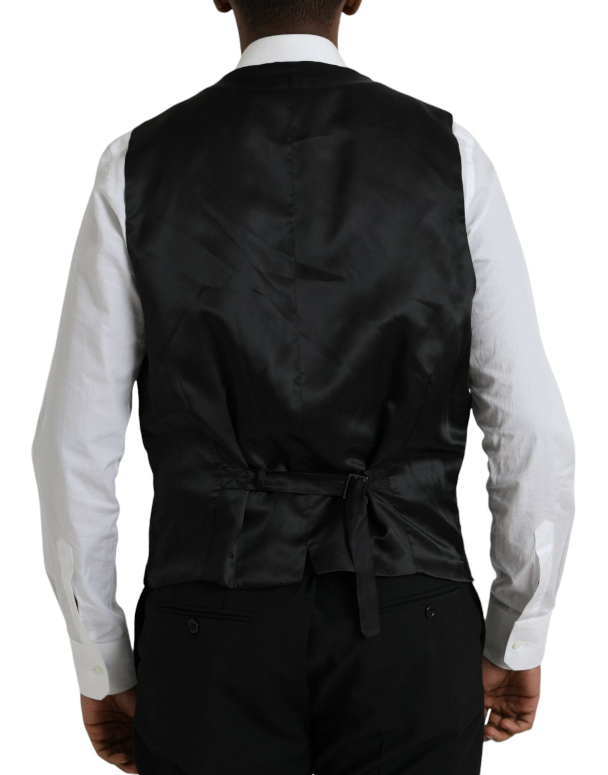 Black Polyester STAFF Formal 3 Piece Suit - ventzia