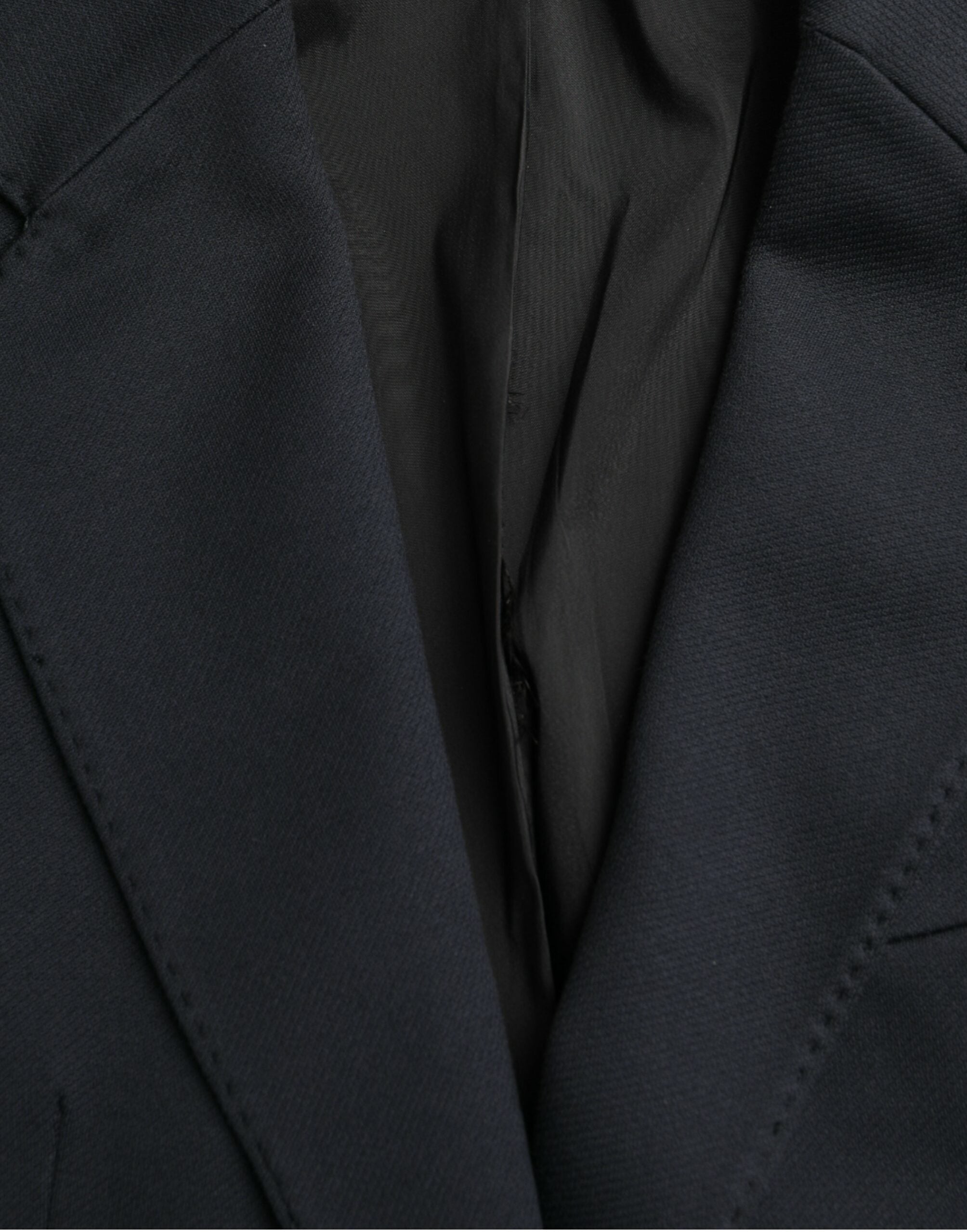 Dark Blue Cotton Single Breasted Coat Blazer - ventzia