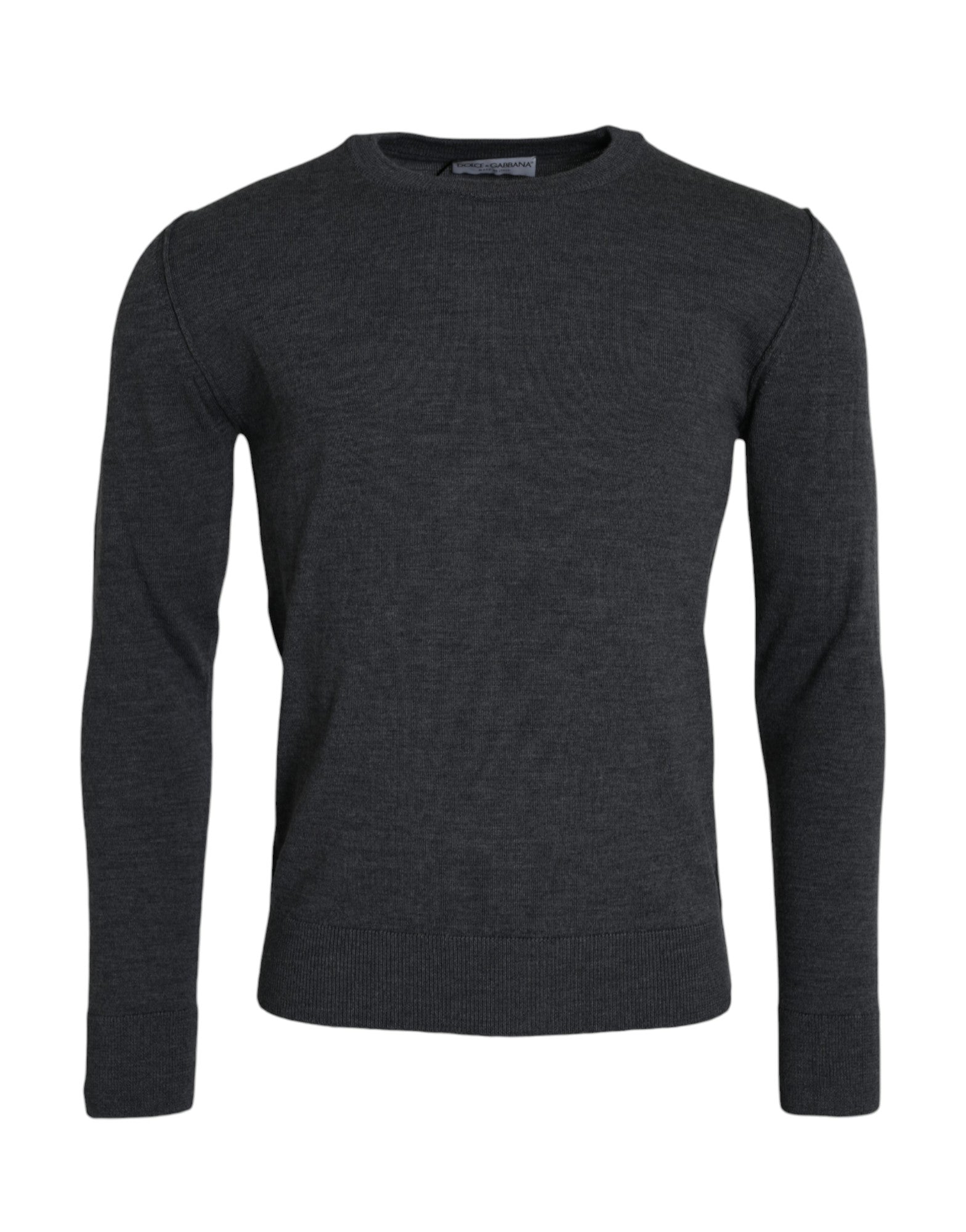 Dark Gray Wool Crew Neck Pullover Sweater - ventzia