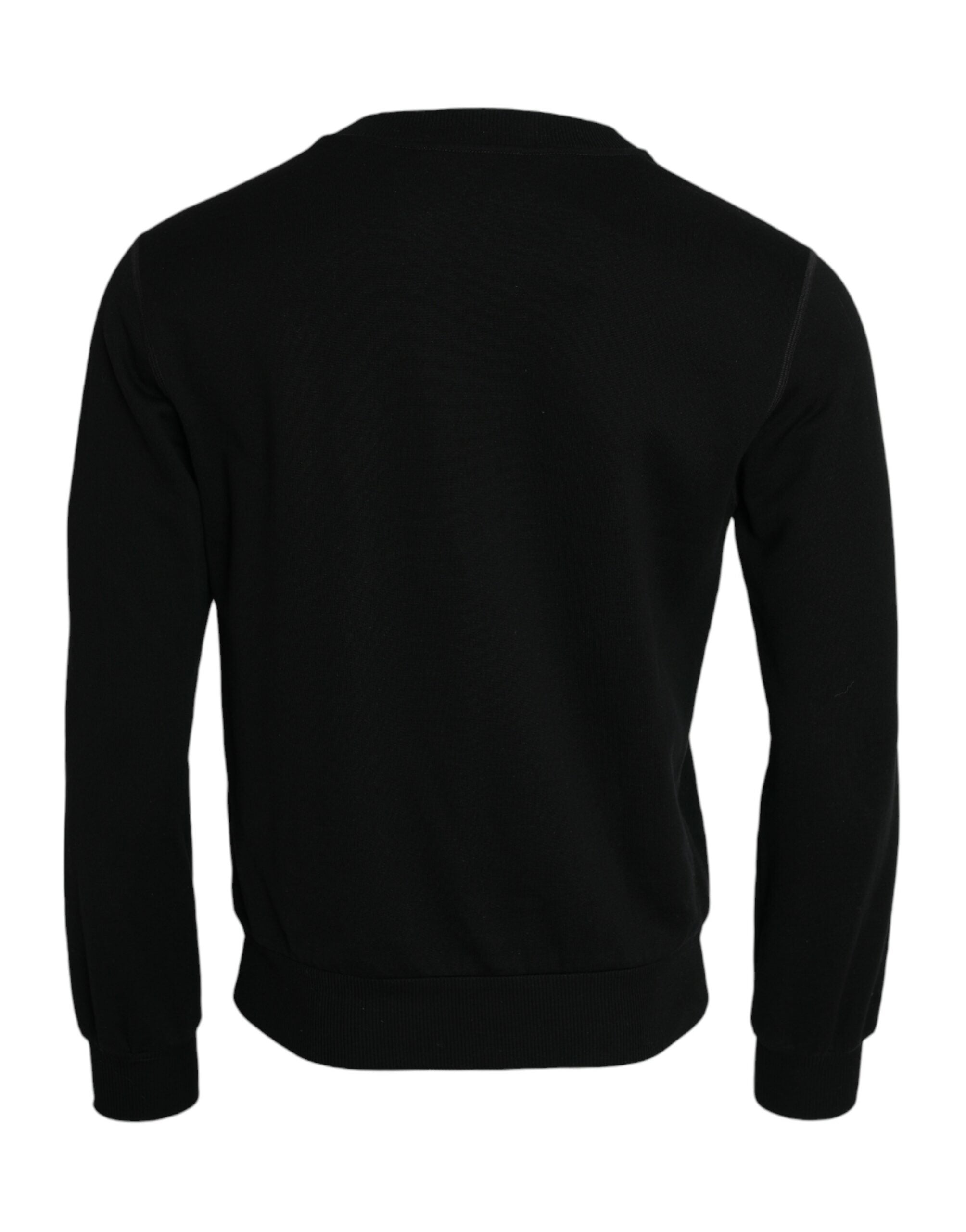 Black Cotton Long Sleeves Sweatshirt Sweater - ventzia