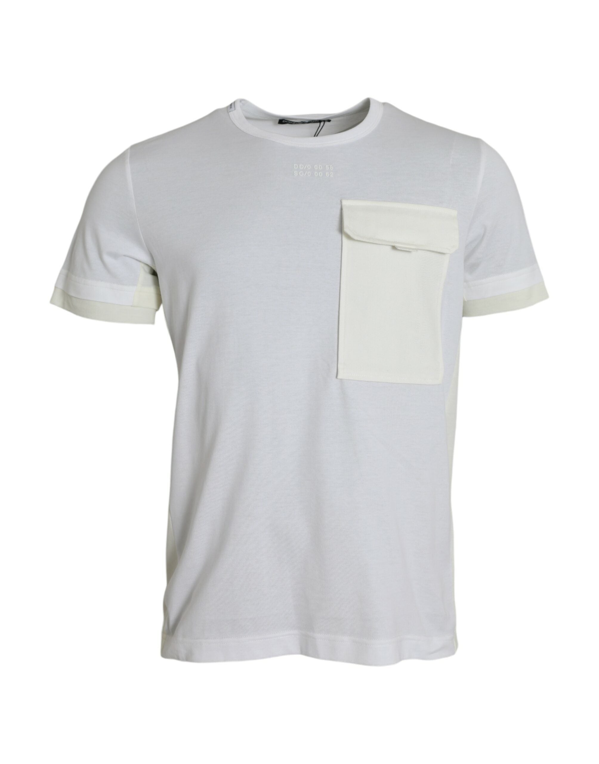 White Cotton Pocket Short Sleeves T-shirt - ventzia