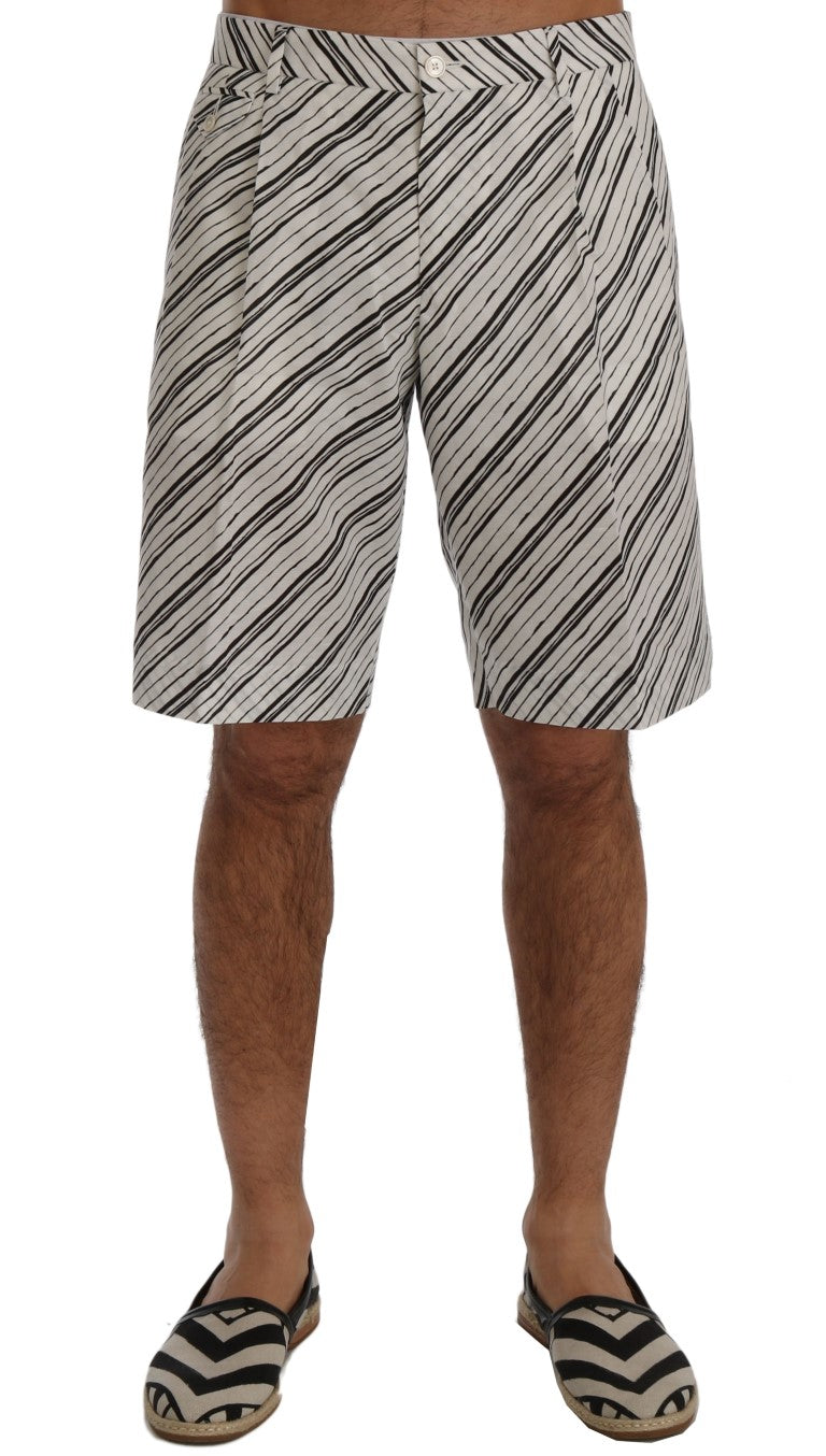 Elegant Striped Cotton-Linen Shorts - ventzia