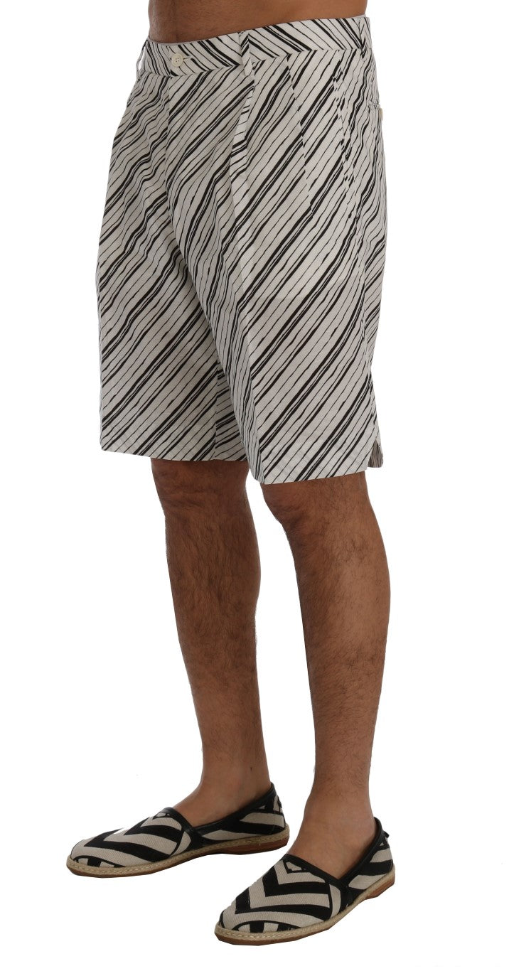 Elegant Striped Cotton-Linen Shorts - ventzia