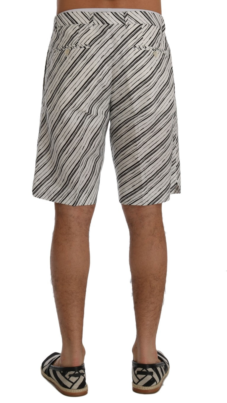 Elegant Striped Cotton-Linen Shorts - ventzia
