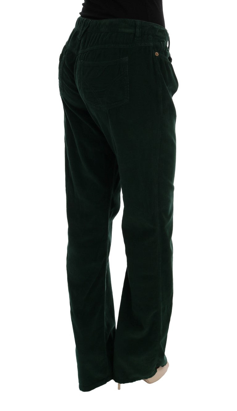 Elegant Green Cotton Blend Trousers - ventzia
