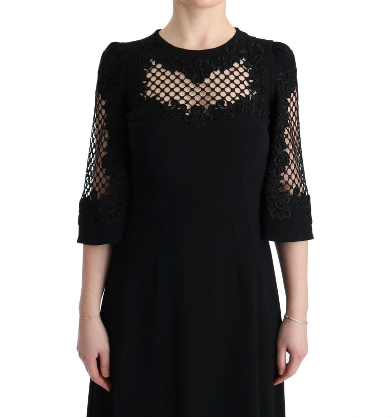 Elegant Black Floral Maxi Dress - ventzia