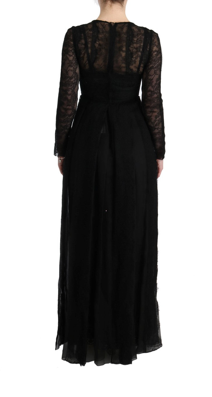 Elegant Black Sheath Long Sleeve Dress - ventzia