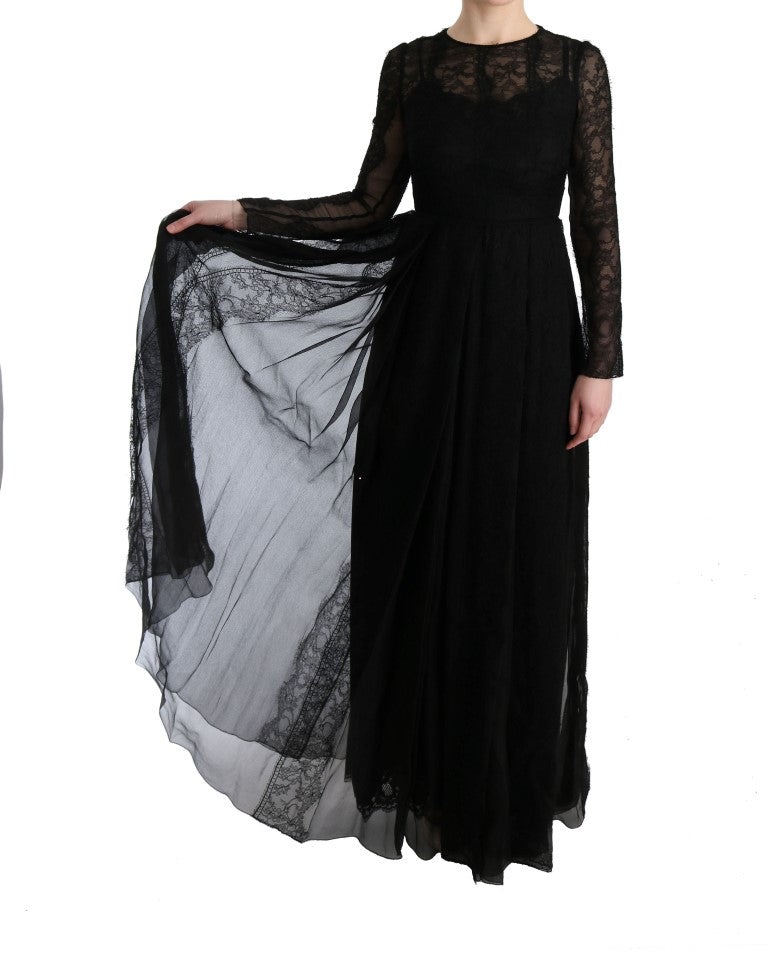 Elegant Black Sheath Long Sleeve Dress - ventzia