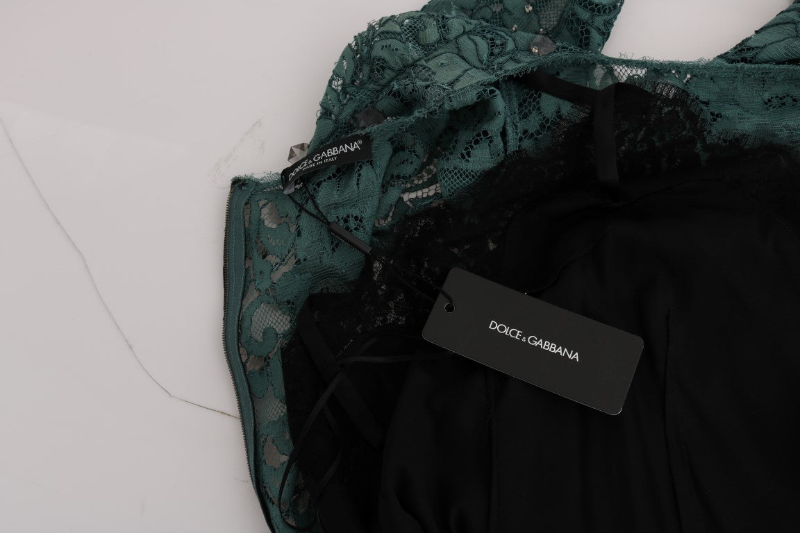 Elegant Green Crystal Embellished Sheath Dress - ventzia