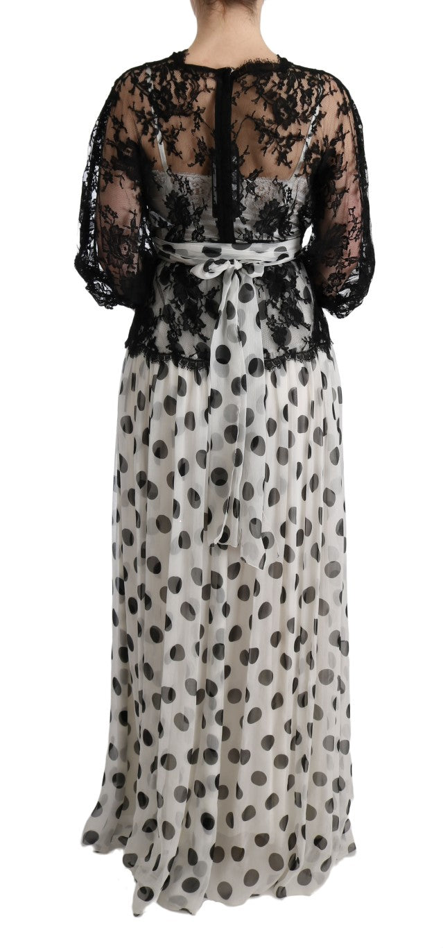 Elegant Polka Dotted Full Length Gown - ventzia