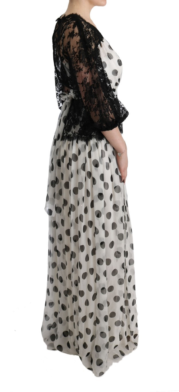 Elegant Polka Dotted Full Length Gown - ventzia