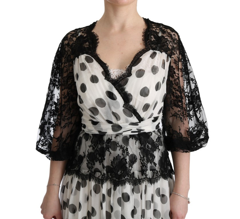 Elegant Polka Dotted Full Length Gown - ventzia