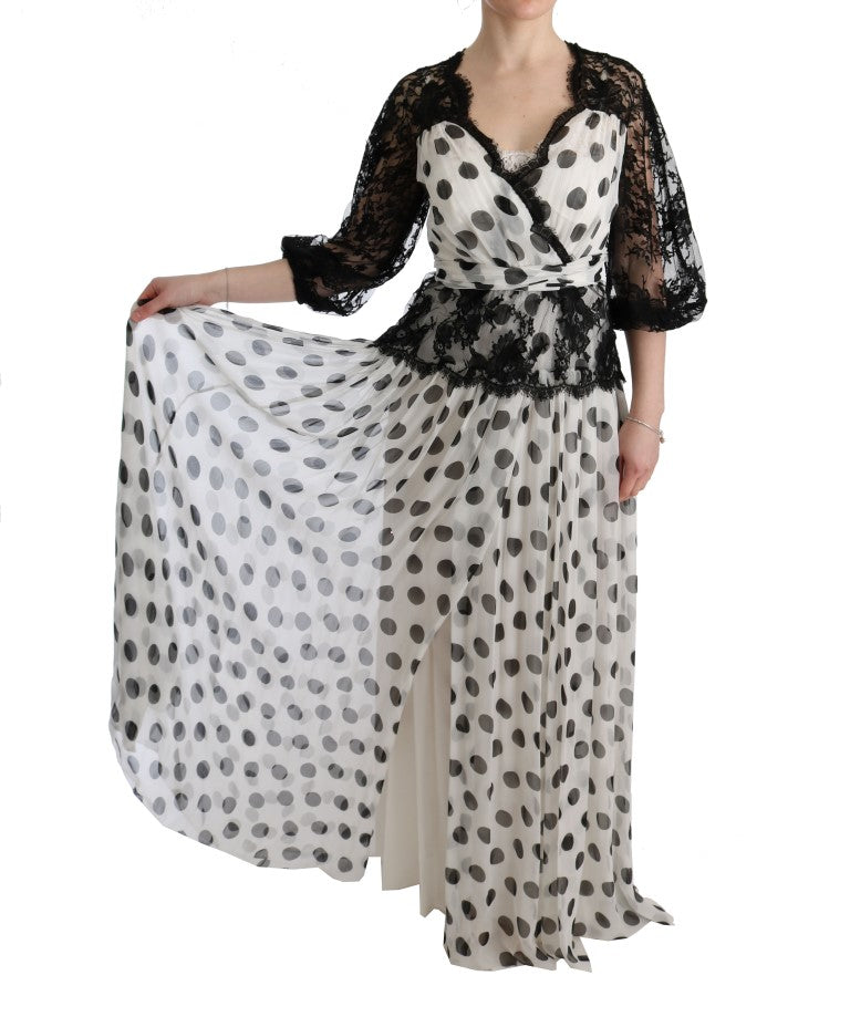 Elegant Polka Dotted Full Length Gown - ventzia