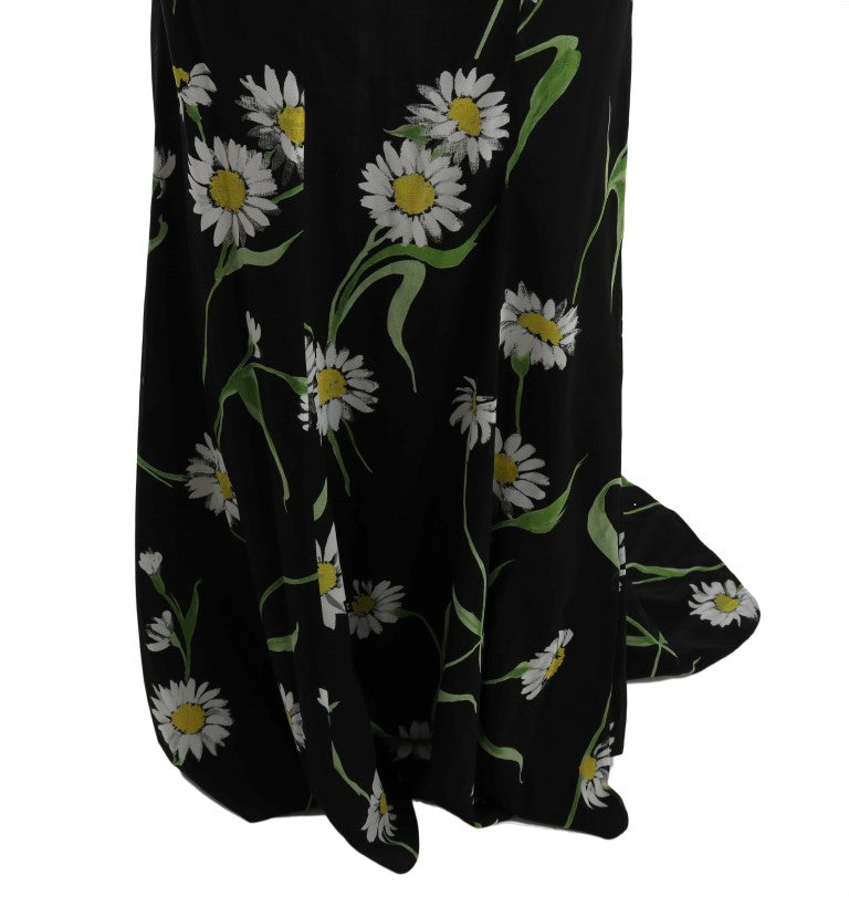 Sunflower Print Full Length Sheath Dress - ventzia