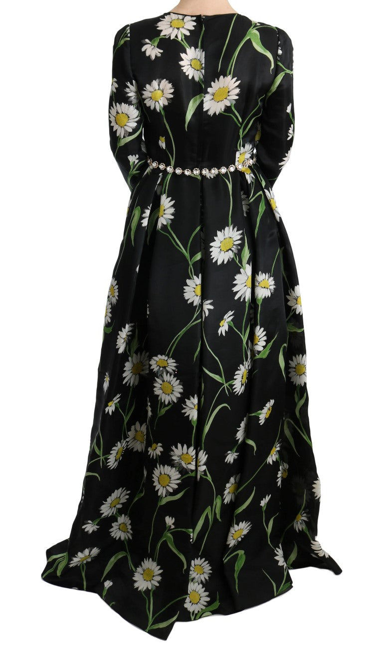 Elegant Sunflower Maxi Gown with Crystals - ventzia