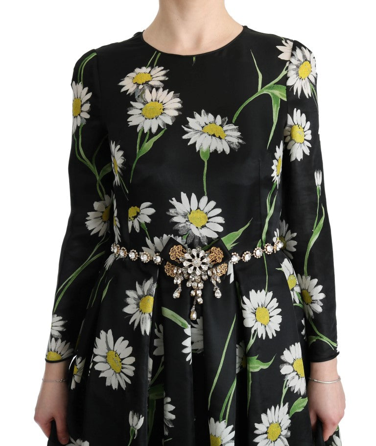 Elegant Sunflower Maxi Gown with Crystals - ventzia