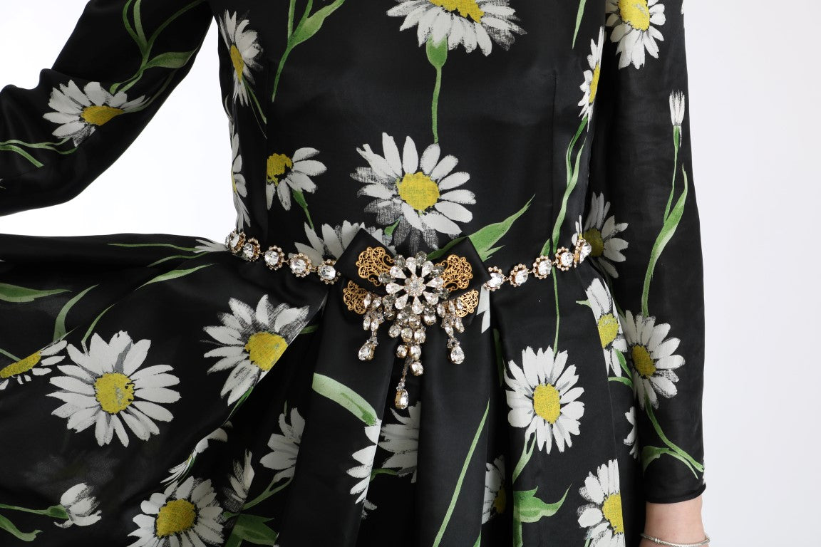 Elegant Sunflower Maxi Gown with Crystals - ventzia