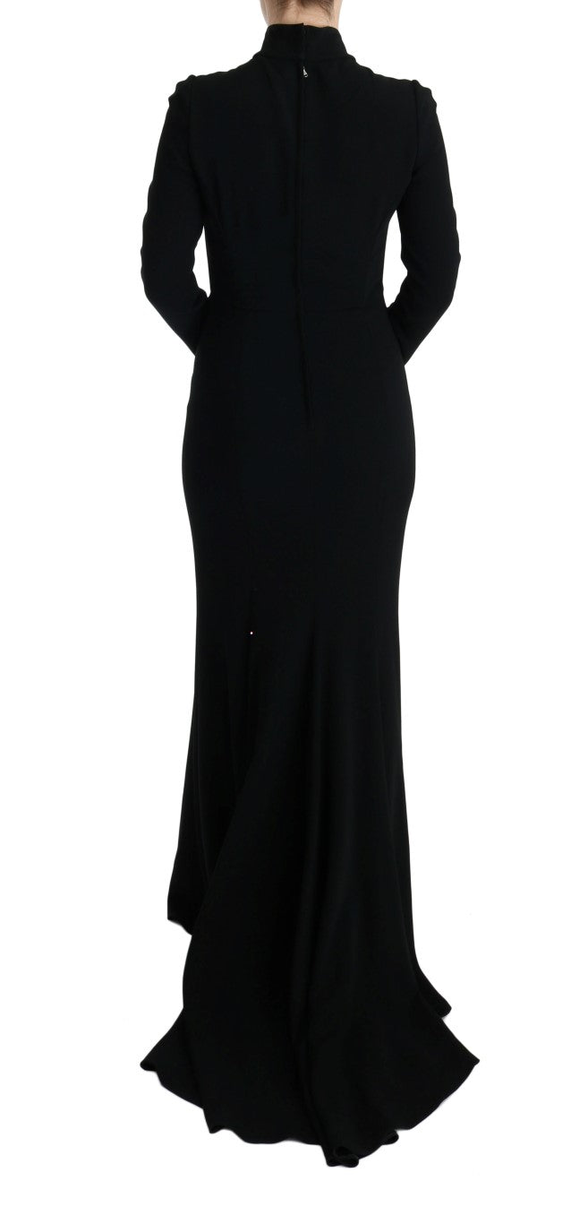 Elegant Full Length Sheath Gown in Black - ventzia