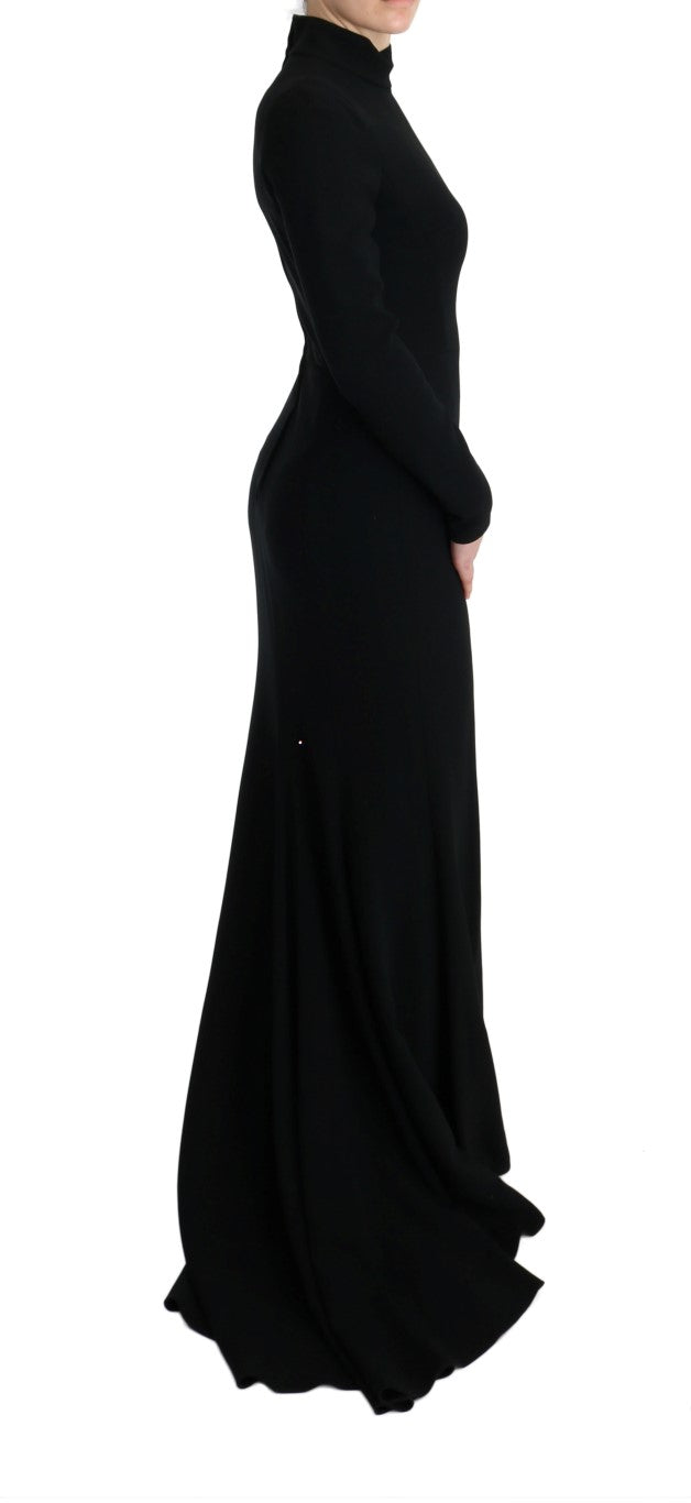 Elegant Full Length Sheath Gown in Black - ventzia