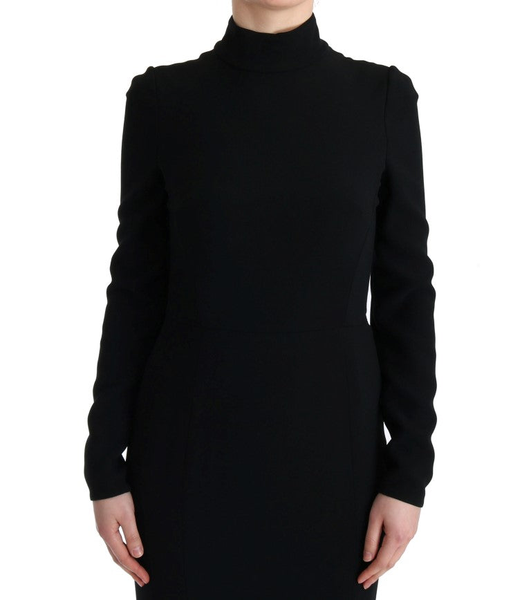 Elegant Full Length Sheath Gown in Black - ventzia