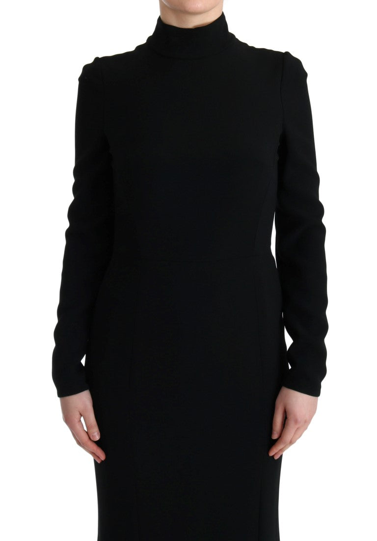 Elegant Full Length Sheath Gown in Black - ventzia