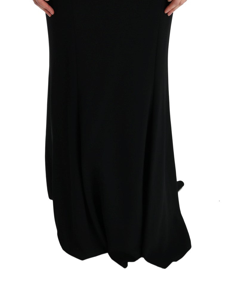 Elegant Full Length Sheath Gown in Black - ventzia