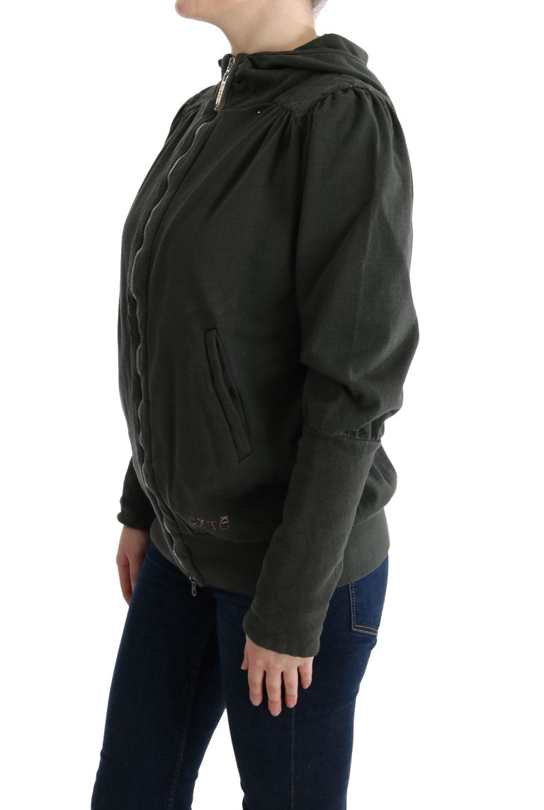 Chic Gray Full-Zip Cotton Sweater - ventzia