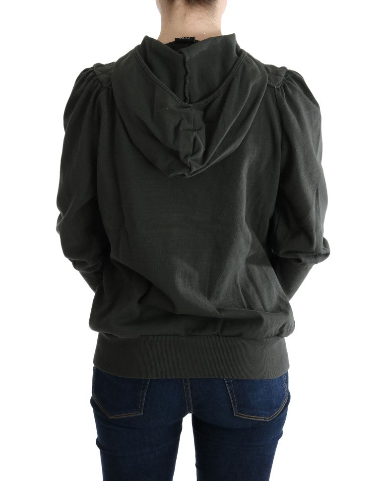 Chic Gray Full-Zip Cotton Sweater - ventzia