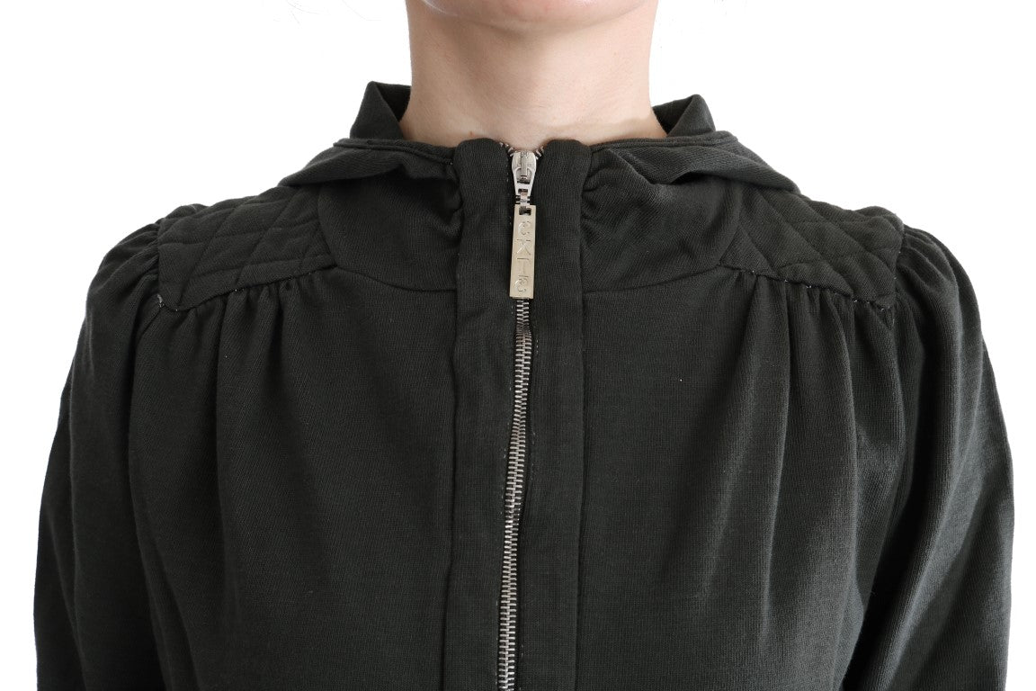 Chic Gray Full-Zip Cotton Sweater - ventzia