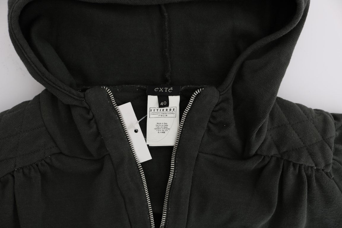 Chic Gray Full-Zip Cotton Sweater - ventzia