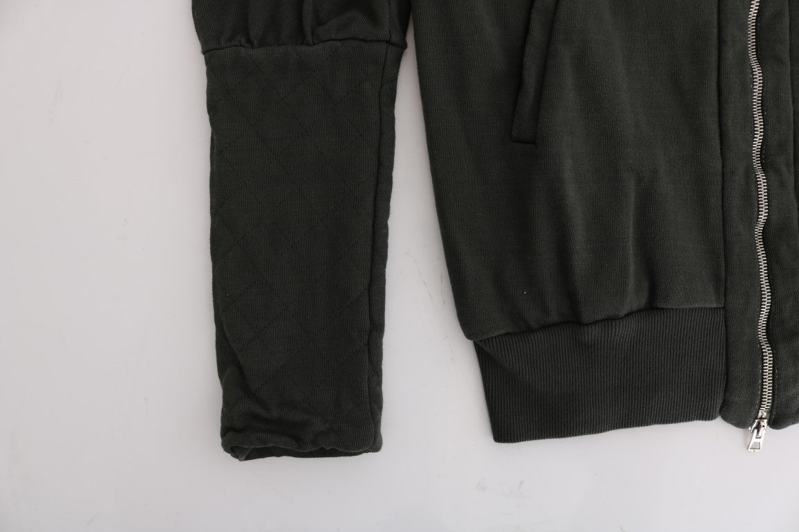 Chic Gray Full-Zip Cotton Sweater - ventzia