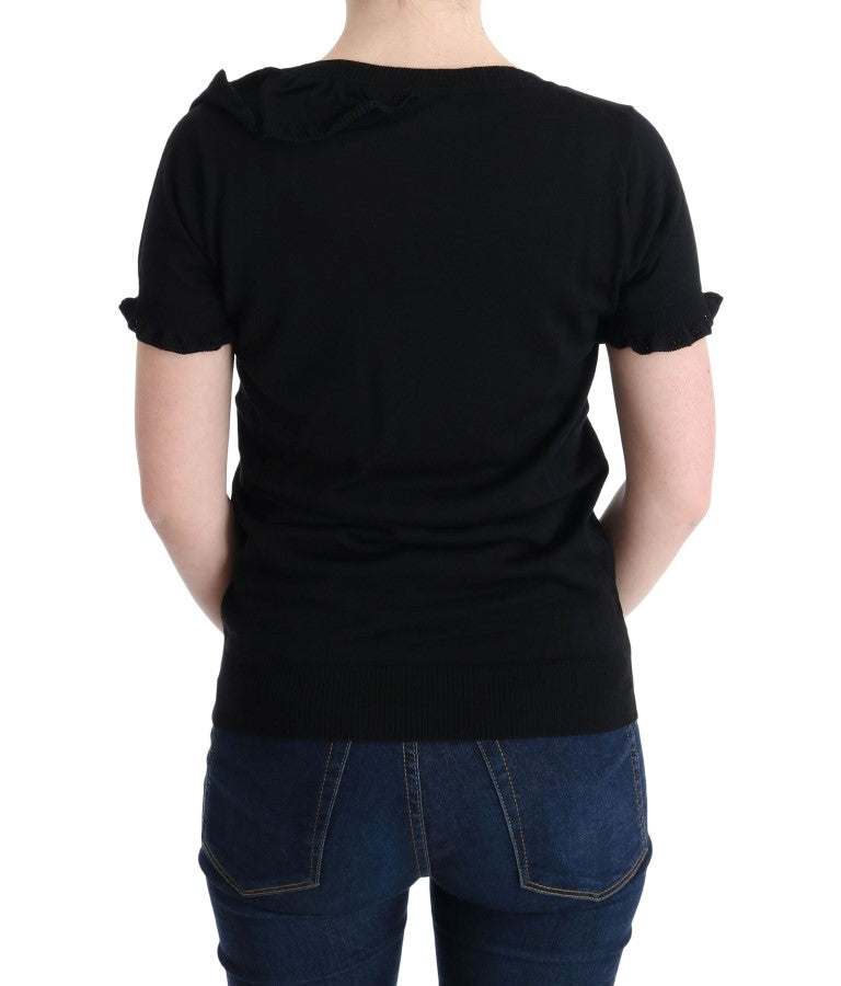 Elegant Black Lana Wool Top - ventzia