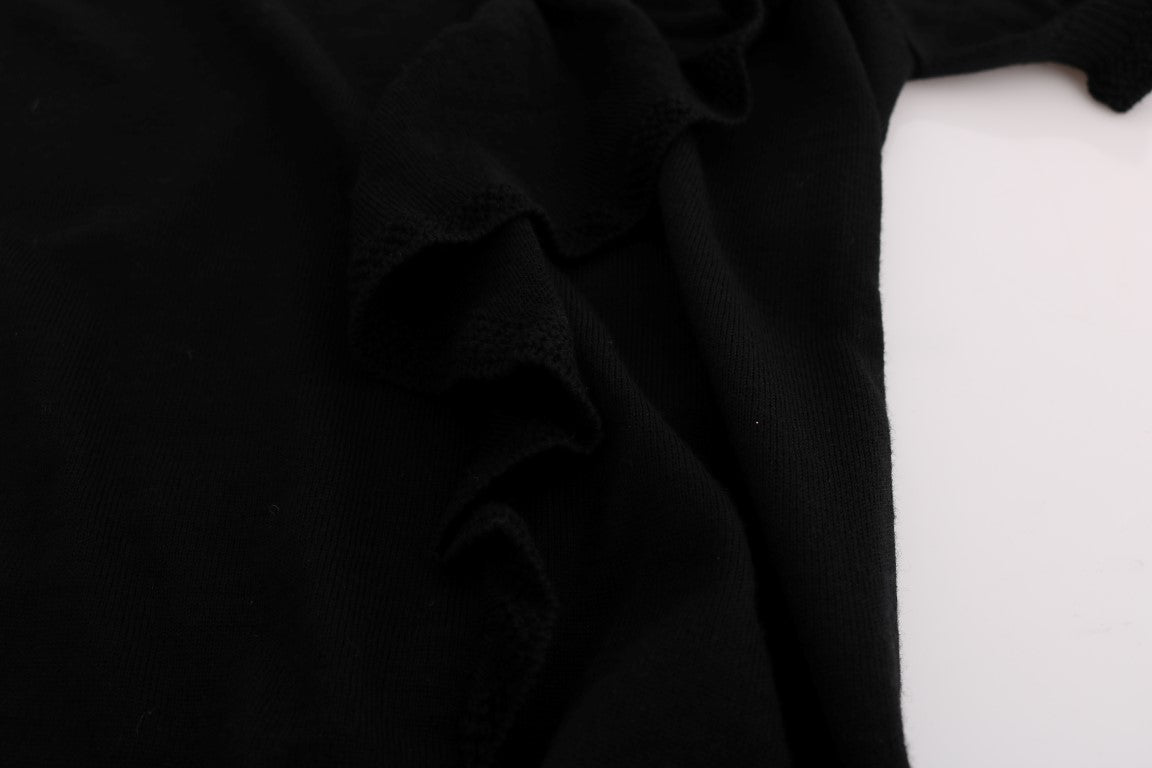 Elegant Black Lana Wool Top - ventzia