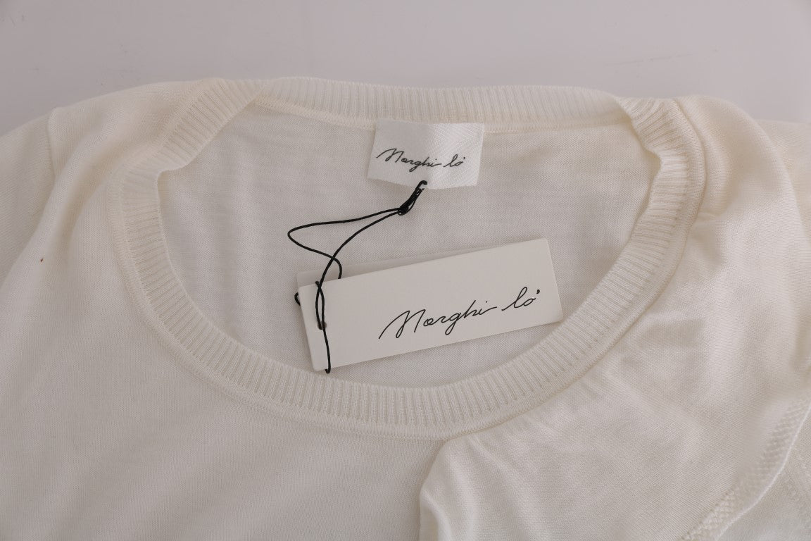 Elegant White Lana Wool Top - ventzia