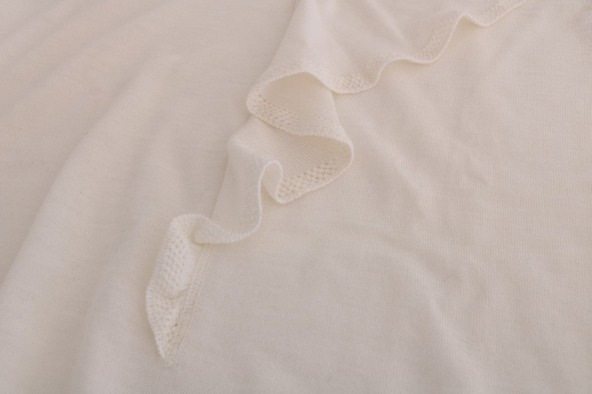 Elegant White Lana Wool Top - ventzia