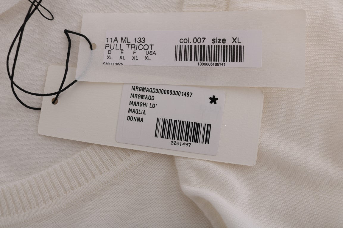 Elegant White Lana Wool Top - ventzia