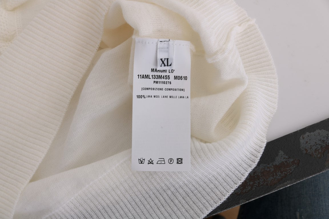 Elegant White Lana Wool Top - ventzia