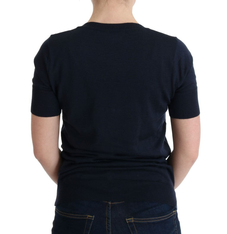 Elegant Blue Wool Top - Chic Everyday Elegance - ventzia